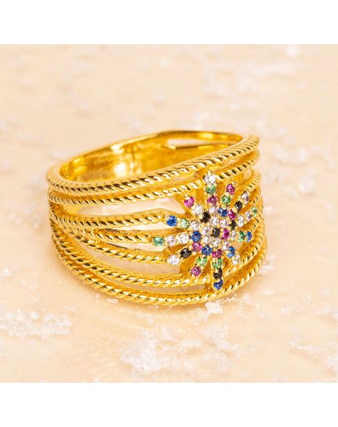 Bague Semainier Flocon Multi pierres foncées