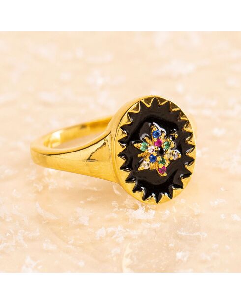 Bague Flocon Zircons Multi pierres foncées