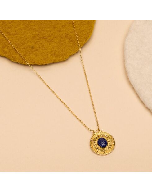 Collier Medaille Tribal Lapis