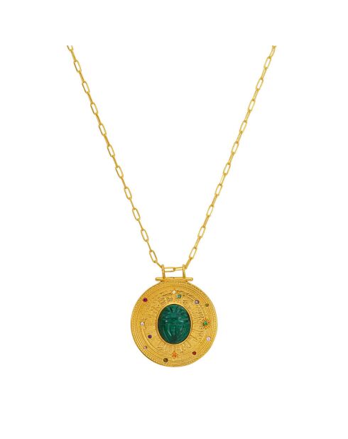 Collier Medaille Tribal Malachite