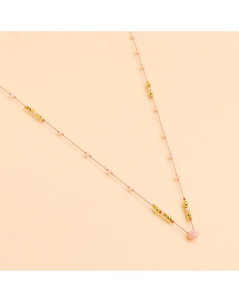 Collier Long Pondy Opale rose