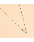 Collier Long Pondy Emeraude & Onyx vert