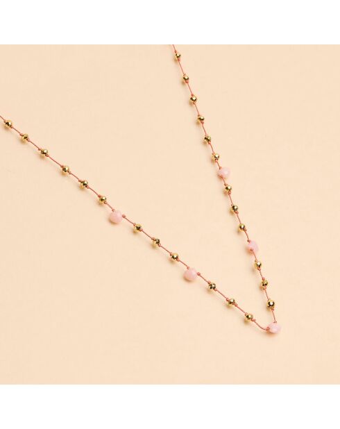 Collier Pondy Pyrite dorée & Opale rose