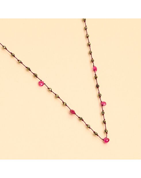 Collier Pondy Rubis & Pyrite