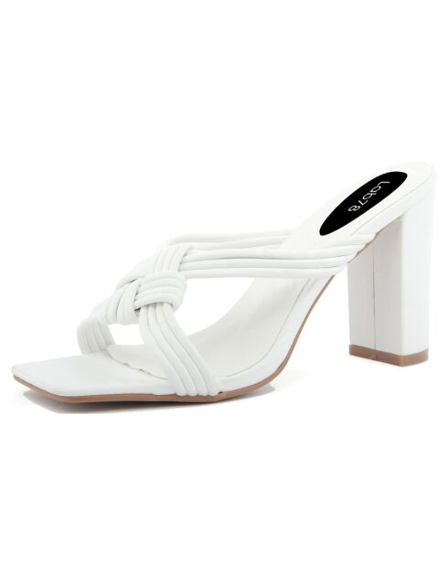 Mules Josepha blanches - Talon 7 cm