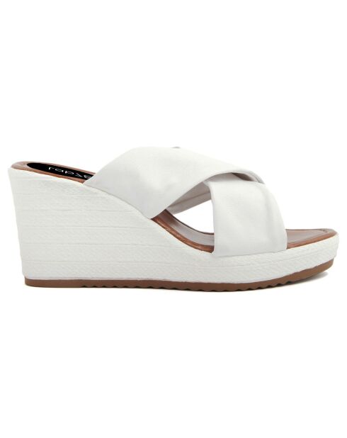 Mules en Cuir Ella blanches - Talon 7 cm