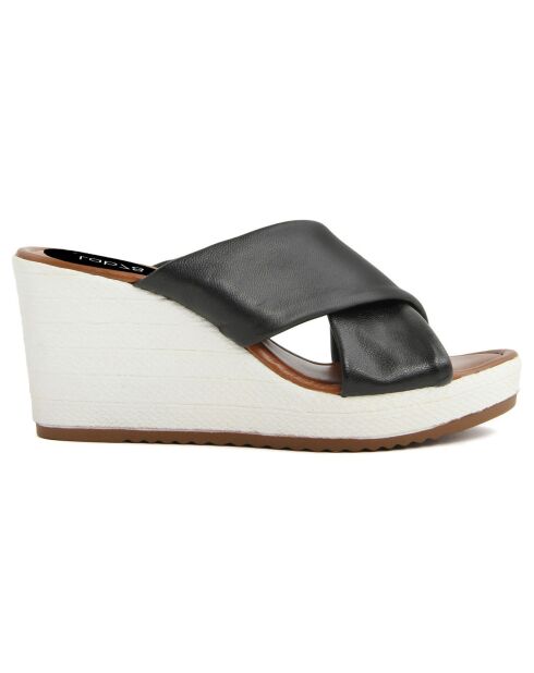 Mules en Cuir Ella noires - Talon 7 cm