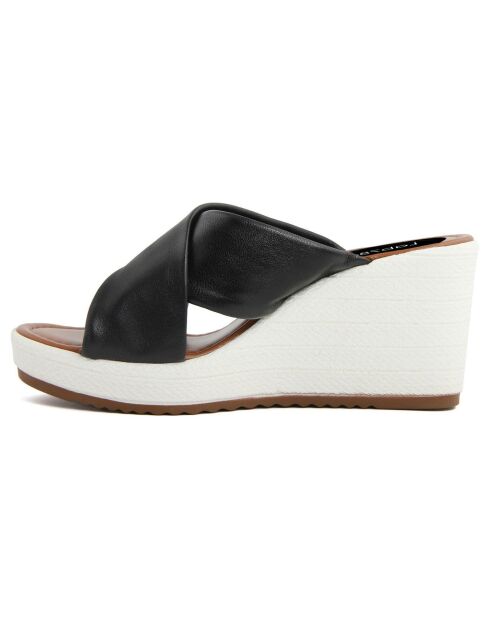 Mules en Cuir Ella noires - Talon 7 cm