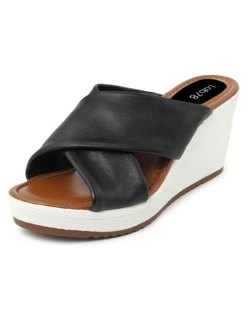 Mules en Cuir Ella noires - Talon 7 cm
