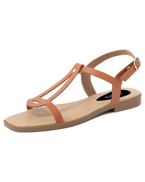 Sandales en Cuir Camelia cognac