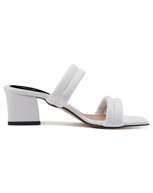 Mules Celia blanches - Talon 5.5 cm
