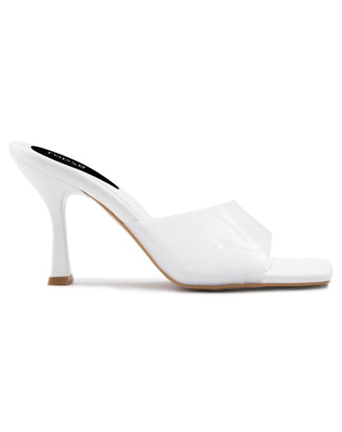 Mules Ines blanches - Talon 8 cm