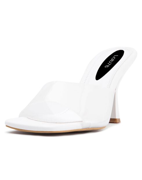 Mules Ines blanches - Talon 8 cm