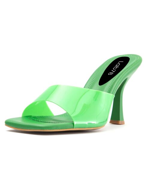 Mules Ines vertes - Talon 8 cm