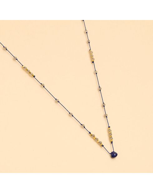 Collier Long Pondy Lapis & Labradorite