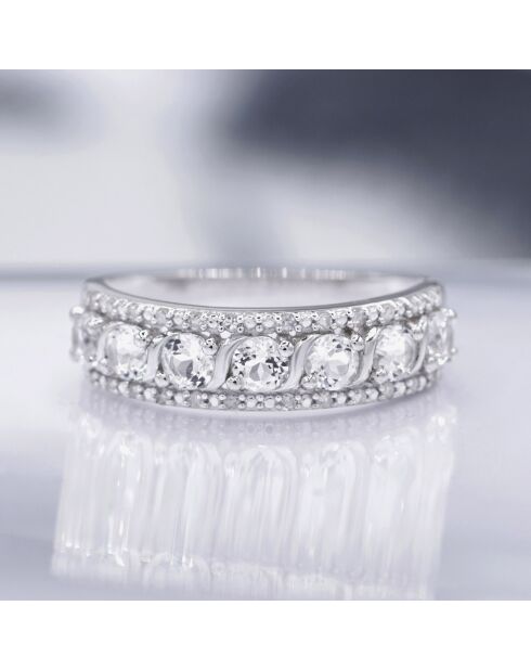 Bague Sitra Diamant 0.08 ct & Topaze blanche 1.16 ct or blanc