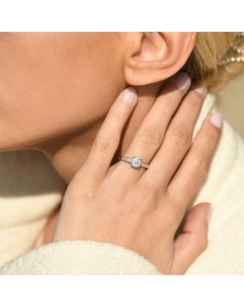 Bague Sirana Diamant 0.106 ct & Topaze blanche 1.553 ct or blanc