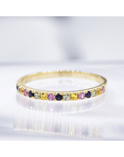 Bague Multicolore Saphir 0.32 ct or jaune
