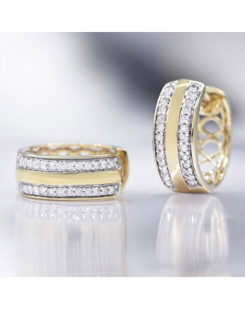 Boucles d'oreilles Pavée d'Amour Diamants 0.20 ct or jaune