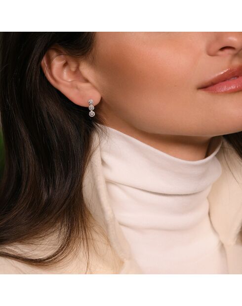 Boucles d'oreilles Pendants Eternels Diamants 0.25 ct or blanc