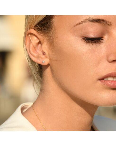 Boucles d'oreilles Diamant ronde or jaune