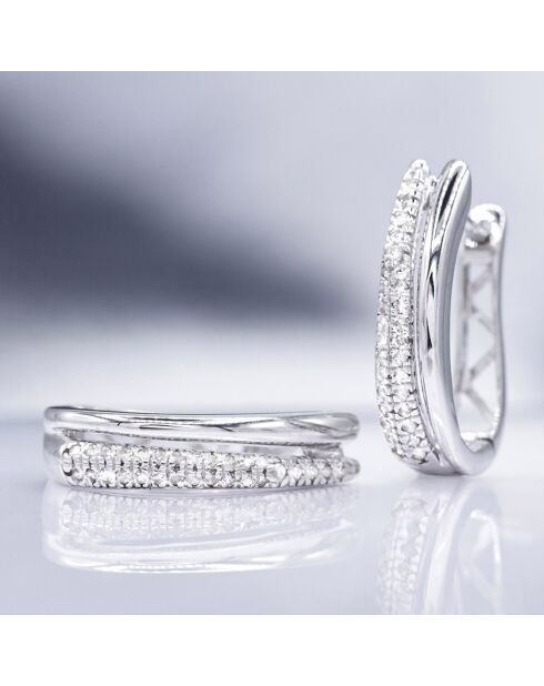 Boucles d'oreilles Créole Maya Diamants 0.15 ct or blanc