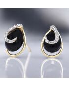 Boucles d'oreilles Galapagos Diamants 0.08 ct & Agate 1.31 ct Or Jaune