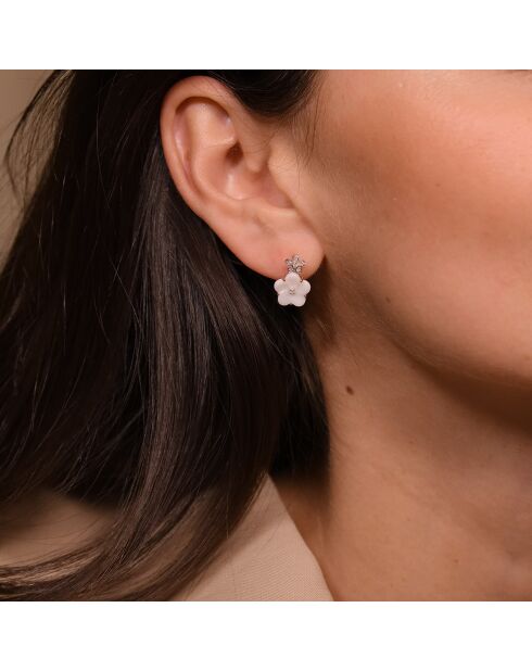 Boucles d'oreilles Floraisons Diamants 0.07 ct or rose