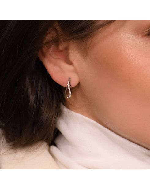 Boucles d'oreilles Infinito Diamants 0.13 ct or blanc