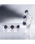 Boucles d'oreilles Port Royal Diamants 0.05 ct Saphirs 1.08 ct or blanc