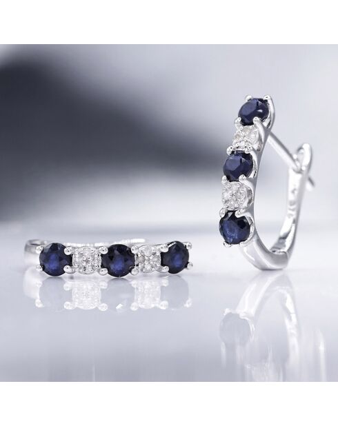 Boucles d'oreilles Port Royal Diamants 0.05 ct Saphirs 1.08 ct or blanc