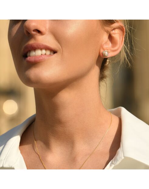 Boucles d'oreilles Mitsa Diamants 0.21 ct & Perles or jaune