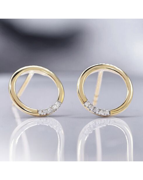 Boucles d'oreilles cercle Diamant 0.04 ct or jaune