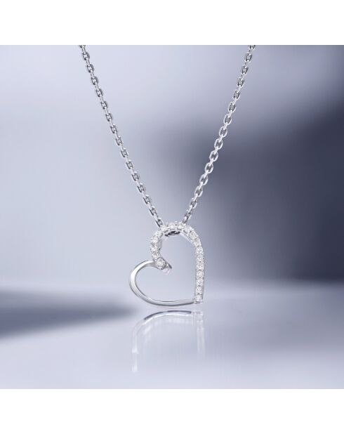 Pendentif Coeur Précieux diamants 0.05 ct or blanc