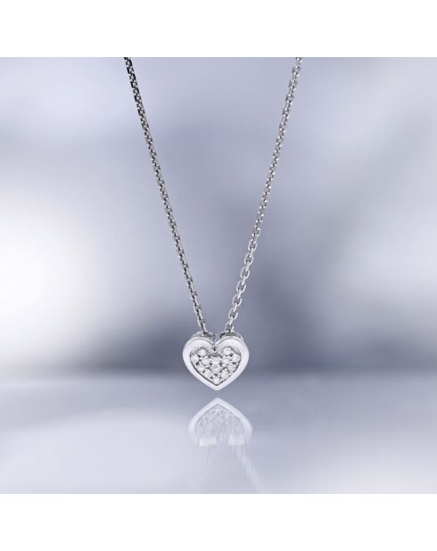 Pendentif Petit Cœur Diamant 0.05 ct or blanc