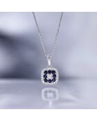 Pendentif Volga Diamants 0.03 ct & Saphirs 0.58 ct or blanc