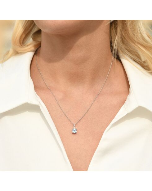 Pendentif Tonga Diamant 0.02 ct & Topaze 1.50 ct or blanc