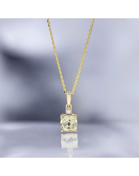 Pendentif Tonga Diamant 0.02 ct & Quartz Lemon 1.5 ct or jaune