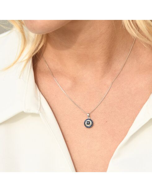 Lukana 0.07ct diamanten en 0.77ct saffieren witgouden hanger