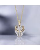 Pendentif Panthère Diamant 0.61 ct & Saphir 0.03 ct or jaune
