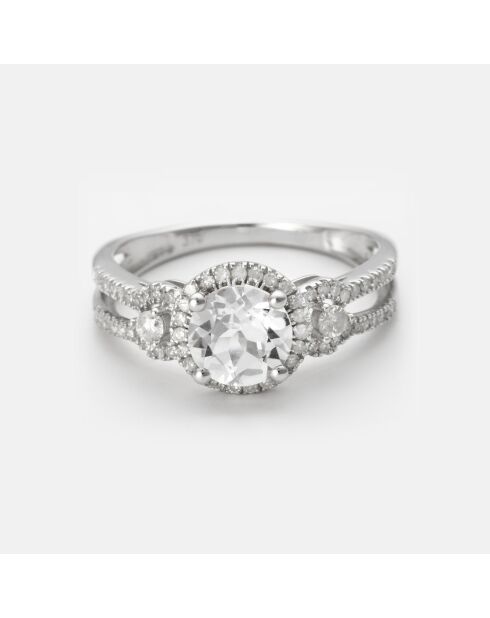 Bague Célestine Diamants 0.317 ct & Topaze blanche1.573 ct or blanc