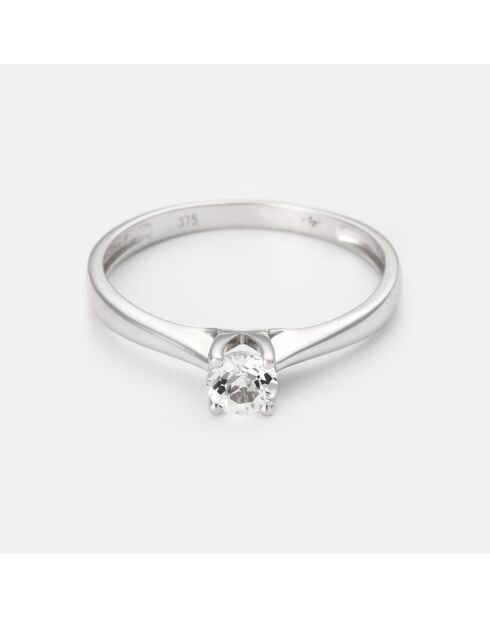 Bague Fleur de Soleil Topaze blanche 0.429 ct or blanc