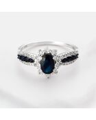 Bague Nuit Argentée Diamants 0.147 ct & Saphirs 0.974 ct or blanc
