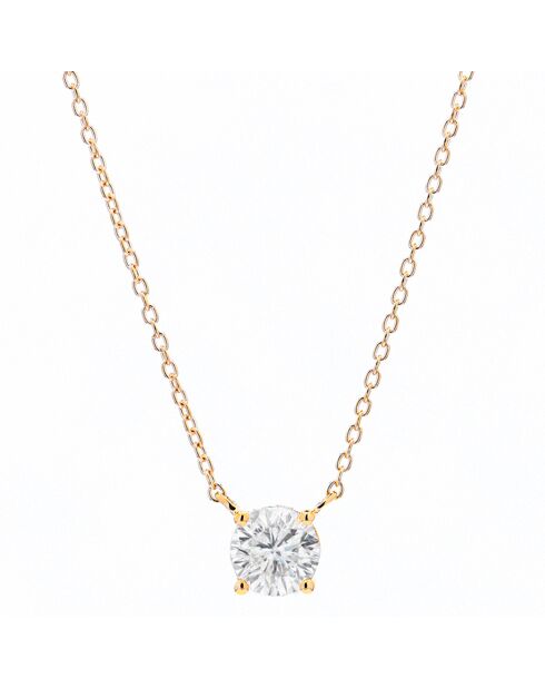 Collier Solitaire Délicat Diamant 1 ct or jaune