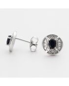 Boucles d'oreilles Douce nuit Diamants 0.092 ct & Saphirs 0.5 ct or blanc
