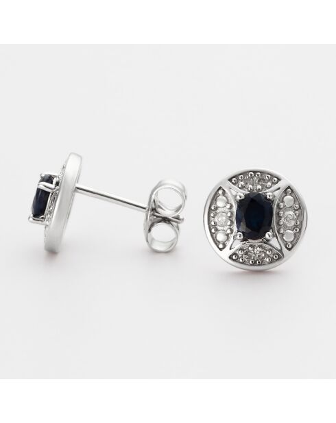 Boucles d'oreilles Douce nuit Diamants 0.092 ct & Saphirs 0.5 ct or blanc