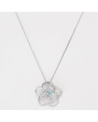 Pendentif Fleur sublime Diamants 0.131 ct & Topaze 0.11 ct or blanc