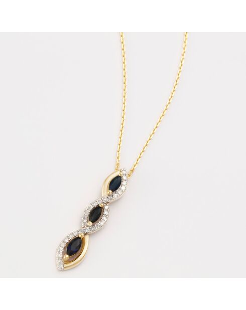 Pendentif Splendeur Diamants 0.165 ct & Saphirs 0.544 ct or jaune