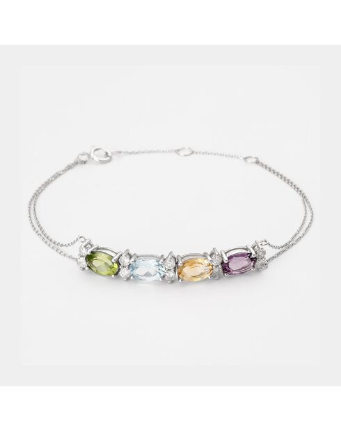 Bracelet Renaissance Diamants 0.473 ct & Mix Pierres 3.47 ct or blanc