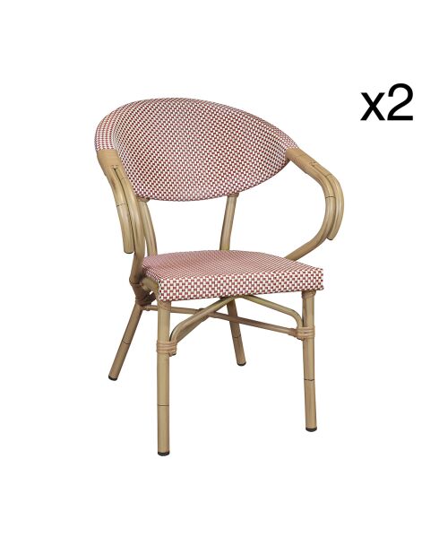 2 fauteuils de table extérieur en textilène Amalfi rouges